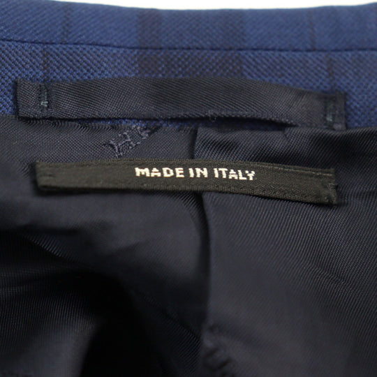 HERMES suit Outer: 100% wool, Lining: 100% cupra Blue type Check Pattern mens 44 Used Authentic