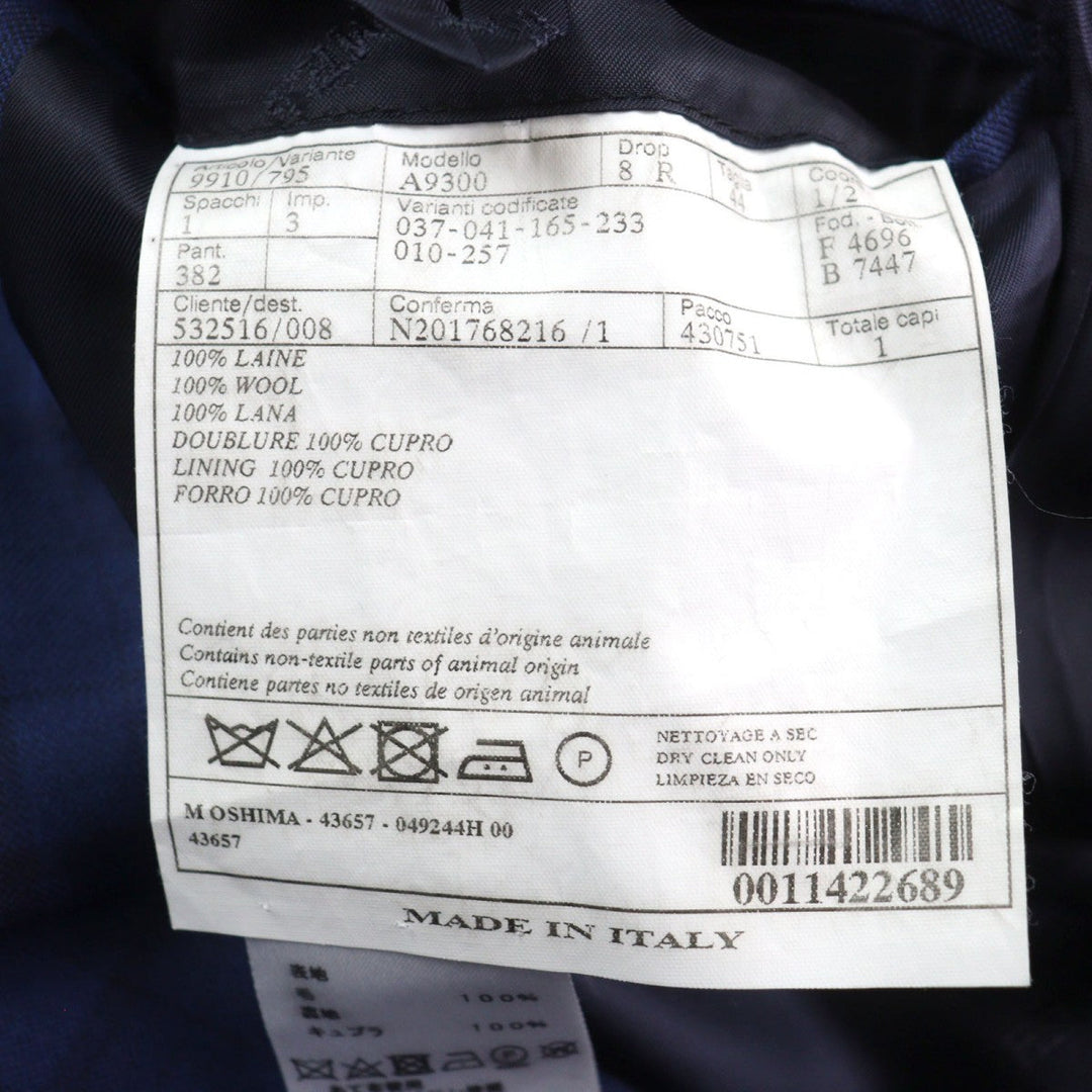 HERMES suit Outer: 100% wool, Lining: 100% cupra Blue type Check Pattern mens 44 Used Authentic