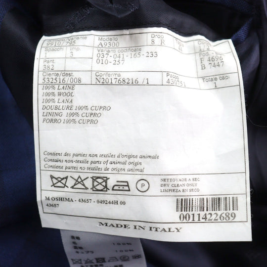 HERMES suit Outer: 100% wool, Lining: 100% cupra Blue type Check Pattern mens 44 Used Authentic