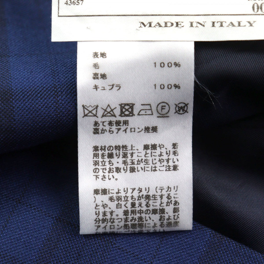 HERMES suit Outer: 100% wool, Lining: 100% cupra Blue type Check Pattern mens 44 Used Authentic