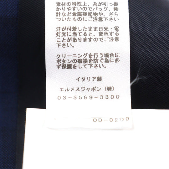 HERMES suit Outer: 100% wool, Lining: 100% cupra Blue type Check Pattern mens 44 Used Authentic