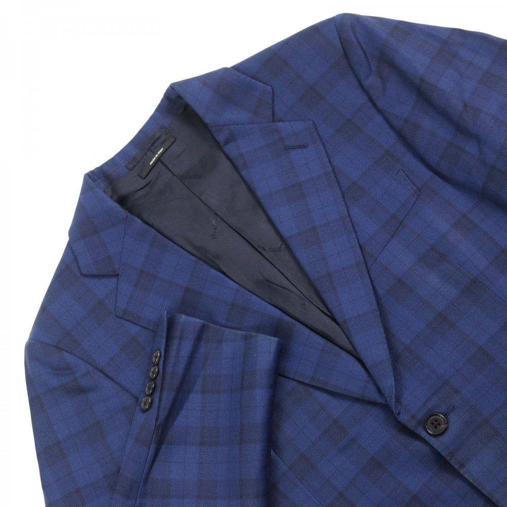 HERMES suit Outer: 100% wool, Lining: 100% cupra Blue type Check Pattern mens 44 Used Authentic