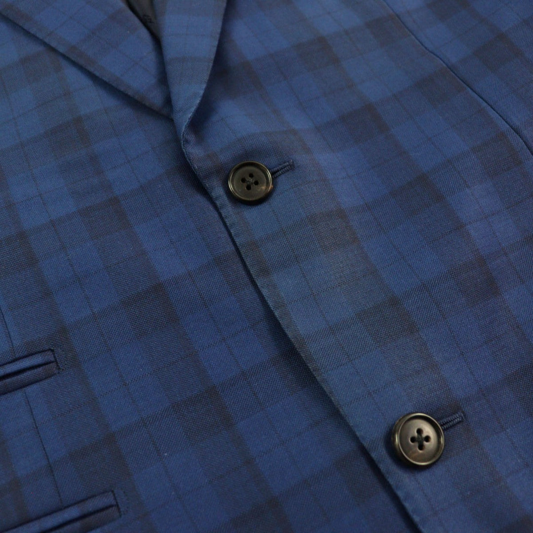 HERMES suit Outer: 100% wool, Lining: 100% cupra Blue type Check Pattern mens 44 Used Authentic