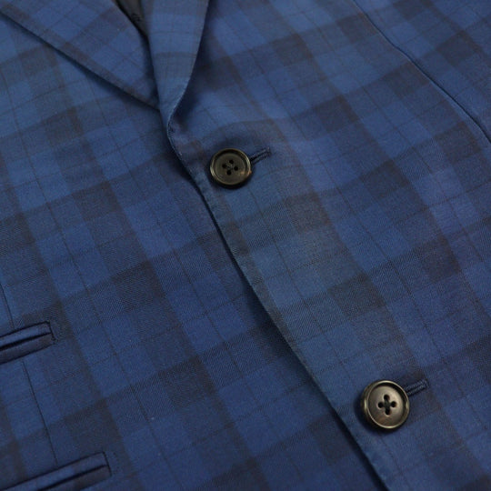 HERMES suit Outer: 100% wool, Lining: 100% cupra Blue type Check Pattern mens 44 Used Authentic