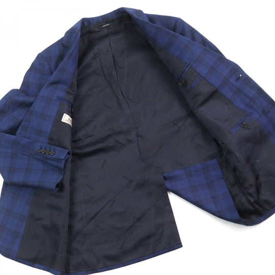 HERMES suit Outer: 100% wool, Lining: 100% cupra Blue type Check Pattern mens 44 Used Authentic