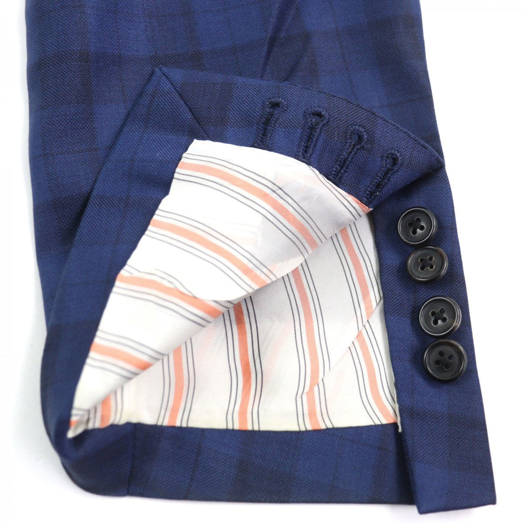 HERMES suit Outer: 100% wool, Lining: 100% cupra Blue type Check Pattern mens 44 Used Authentic