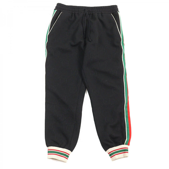 GUCCI Pants 663569 Main: 100% polyester, part: 55% polyester, part: 45% cotton, part: 100% nylon, part: 93% polyester Black type GG jersey jacquard jogging pants mens XS Used Authentic