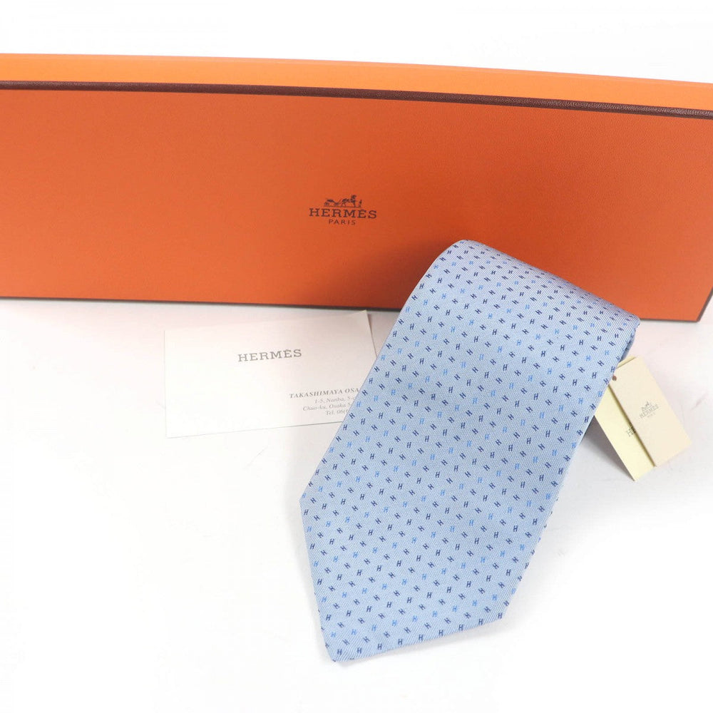 HERMES tie 758756T Main: 100% silk Light blue mens Used Authentic