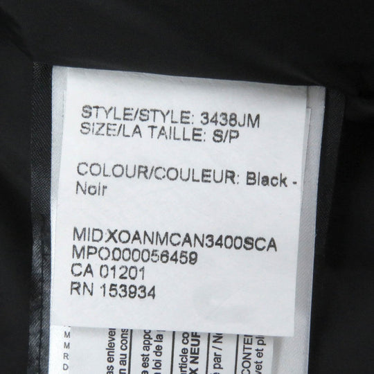 CANADA GOOSE Down jacket 3438JM Outer: 85% polyester, Outer: 15% cotton, Lining: 100% nylon, Filling: 80% down, Filling: 20% feather black Jasper Parka mens S Used Authentic
