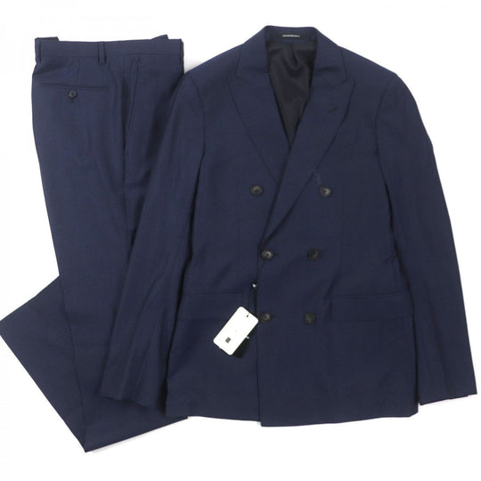 EMPORIO ARMANI setup Main: 100% wool, Lining: 68% acetate, Lining: 32% polyester, Sleeve lining: 100% viscose Navy TRAVEL ESSENTIAL SARTORIAL DECO mens 46 Used Authentic