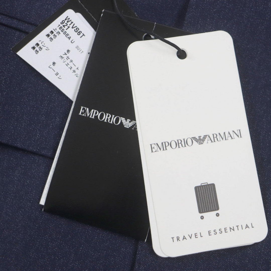 EMPORIO ARMANI setup Main: 100% wool, Lining: 68% acetate, Lining: 32% polyester, Sleeve lining: 100% viscose Navy TRAVEL ESSENTIAL SARTORIAL DECO mens 46 Used Authentic