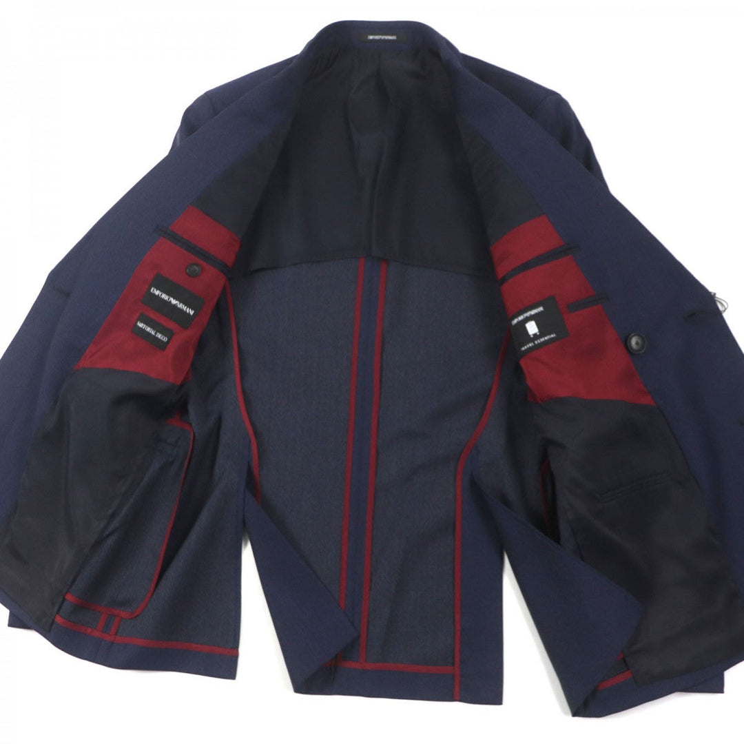 EMPORIO ARMANI setup Main: 100% wool, Lining: 68% acetate, Lining: 32% polyester, Sleeve lining: 100% viscose Navy TRAVEL ESSENTIAL SARTORIAL DECO mens 46 Used Authentic