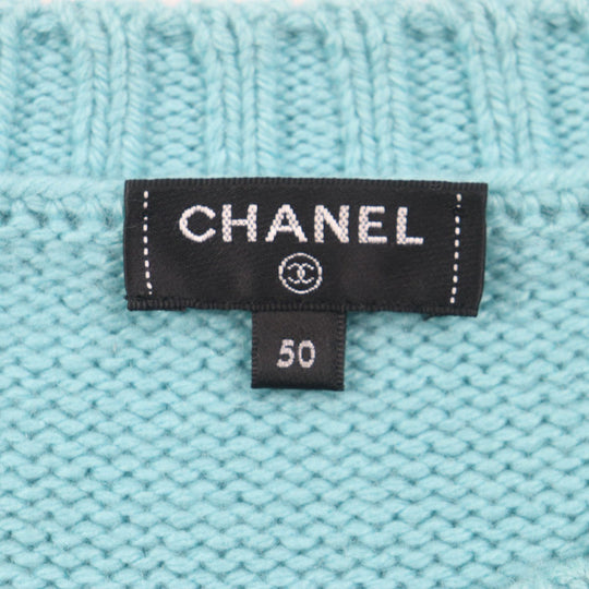 CHANEL sweater P65189 Main: 100% cashmere Light blue Women 50 Used Authentic