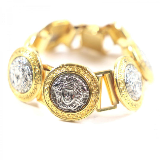 Gianni Versace bracelet metal Gold silver mens Used Authentic