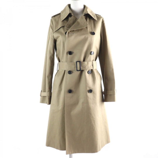 HYKE trench coat Main: 65% cotton, Main: 35% polyester, Lining: 100% cupra, Leather part: cowhide, Liner: 90% wool beige Women 2 Used Authentic