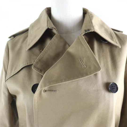 HYKE trench coat Main: 65% cotton, Main: 35% polyester, Lining: 100% cupra, Leather part: cowhide, Liner: 90% wool beige Women 2 Used Authentic