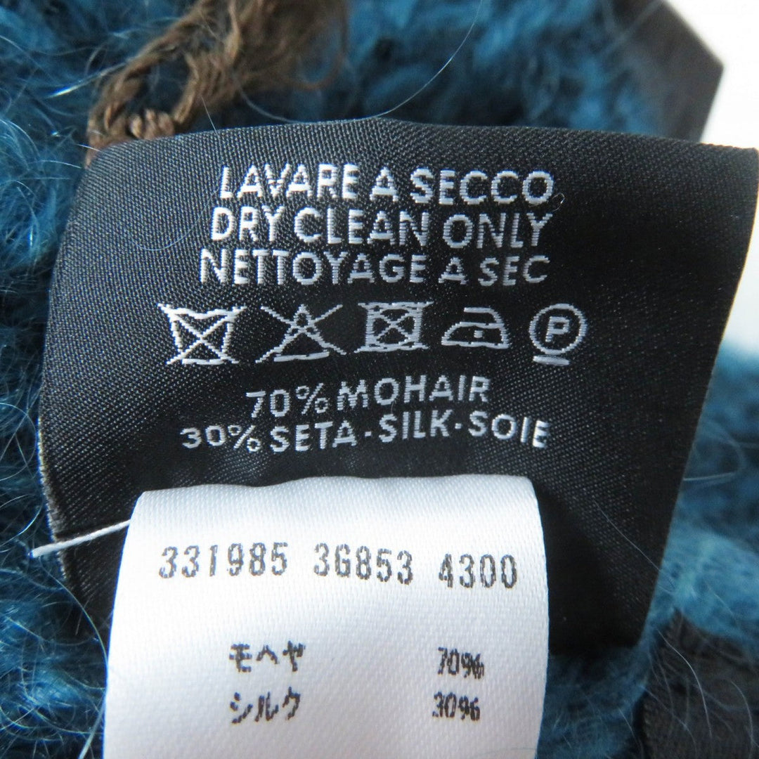 GUCCI Knit cap 331985 Main: 70% mohair, Main: 30% silk, Part: metal Blue type Women L Used Authentic