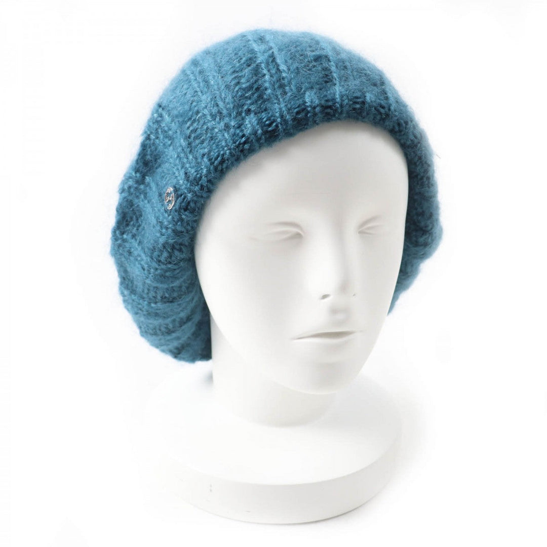 GUCCI Knit cap 331985 Main: 70% mohair, Main: 30% silk, Part: metal Blue type Women L Used Authentic