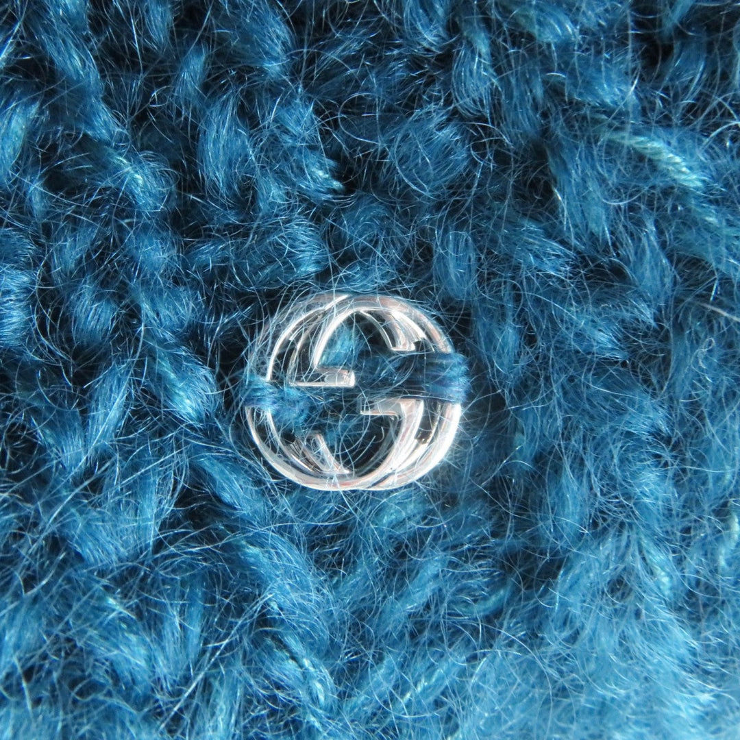 GUCCI Knit cap 331985 Main: 70% mohair, Main: 30% silk, Part: metal Blue type Women L Used Authentic