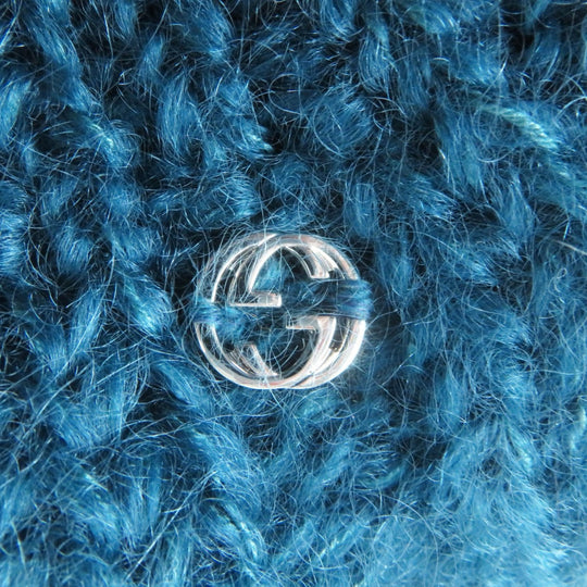 GUCCI Knit cap 331985 Main: 70% mohair, Main: 30% silk, Part: metal Blue type Women L Used Authentic