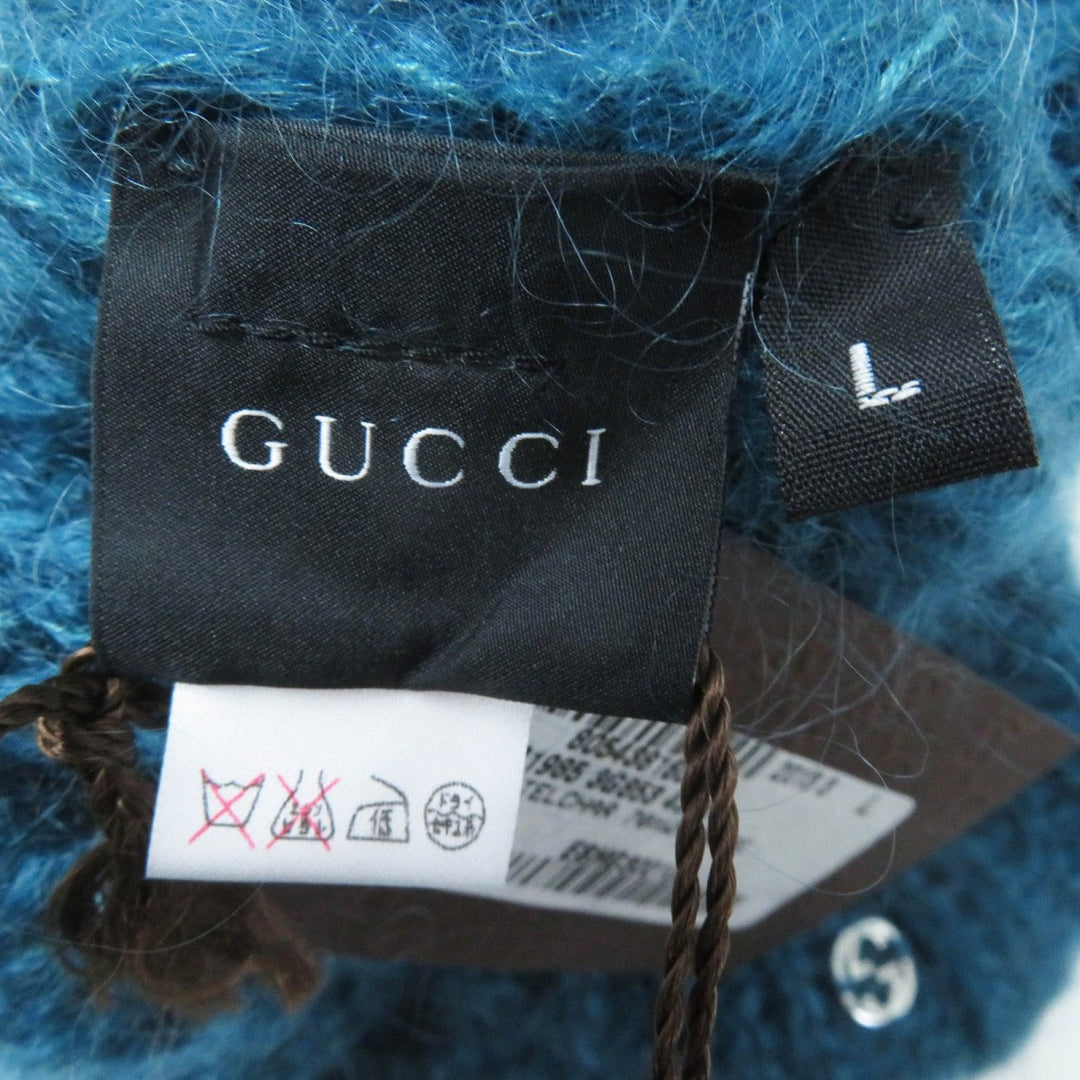 GUCCI Knit cap 331985 Main: 70% mohair, Main: 30% silk, Part: metal Blue type Women L Used Authentic