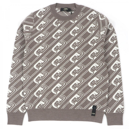 FENDI sweater FZX061 Main: 100% wool Brown mens 44 Used Authentic
