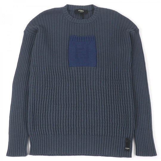 FENDI sweater FZX036 Main: 85% cotton, Main: 15% cashmere Blue gray mens 50 Used Authentic