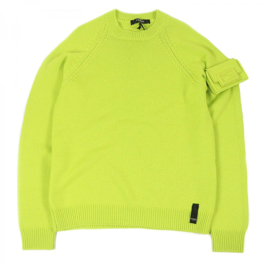 FENDI sweater FZX123 Main: 100% wool lime green mens 46 Used Authentic