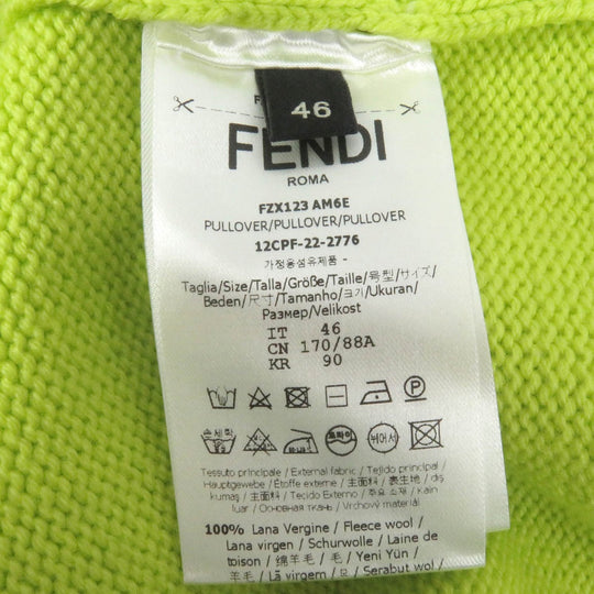 FENDI sweater FZX123 Main: 100% wool lime green mens 46 Used Authentic