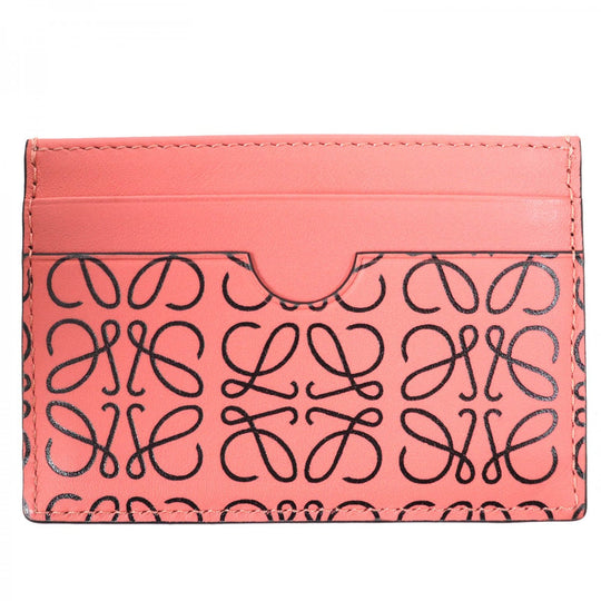 LOEWE Card Case Main: Leather Pink type Black Women Used Authentic