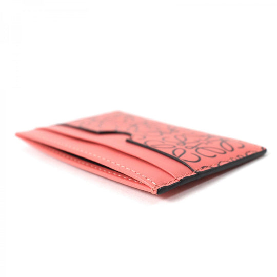 LOEWE Card Case Main: Leather Pink type Black Women Used Authentic