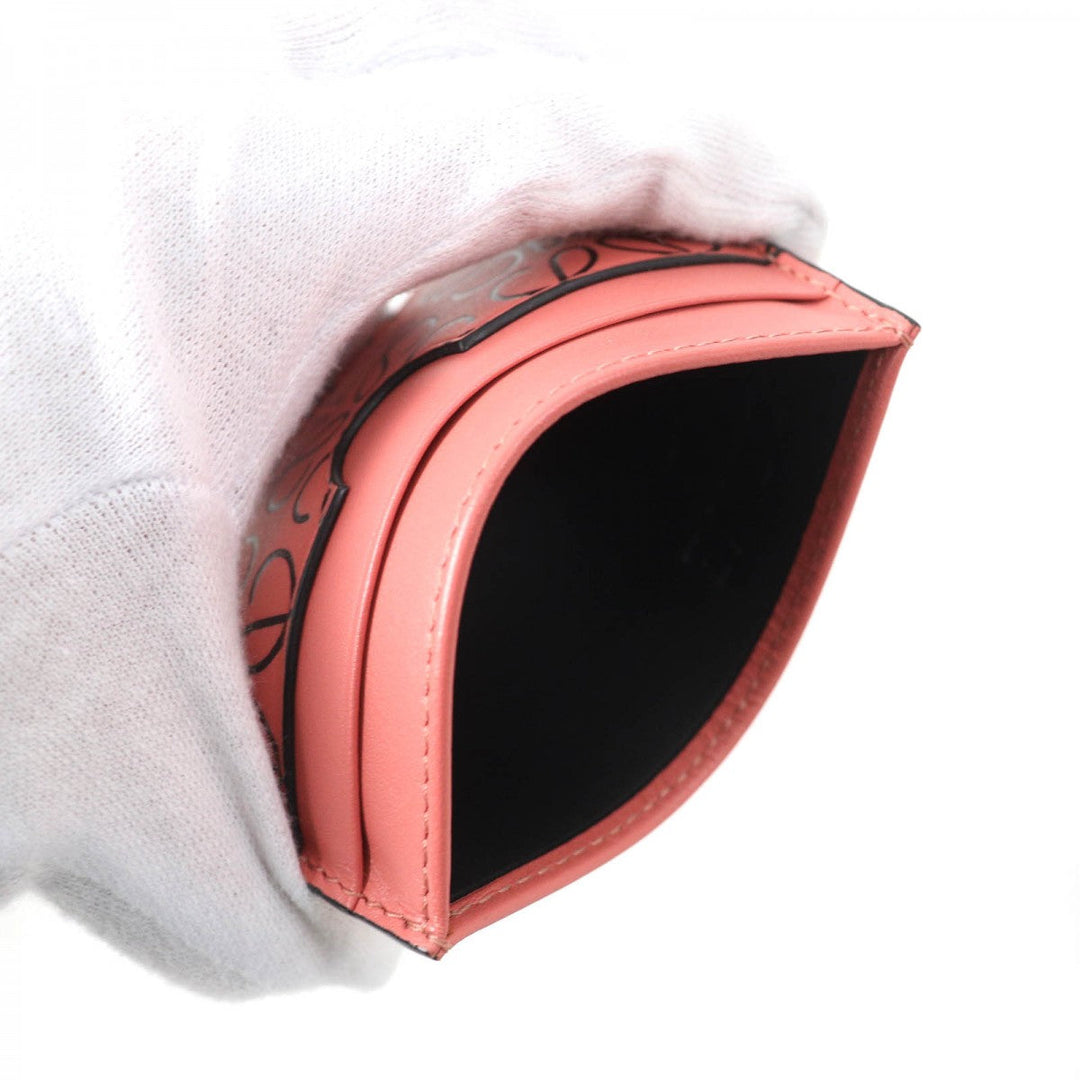 LOEWE Card Case Main: Leather Pink type Black Women Used Authentic