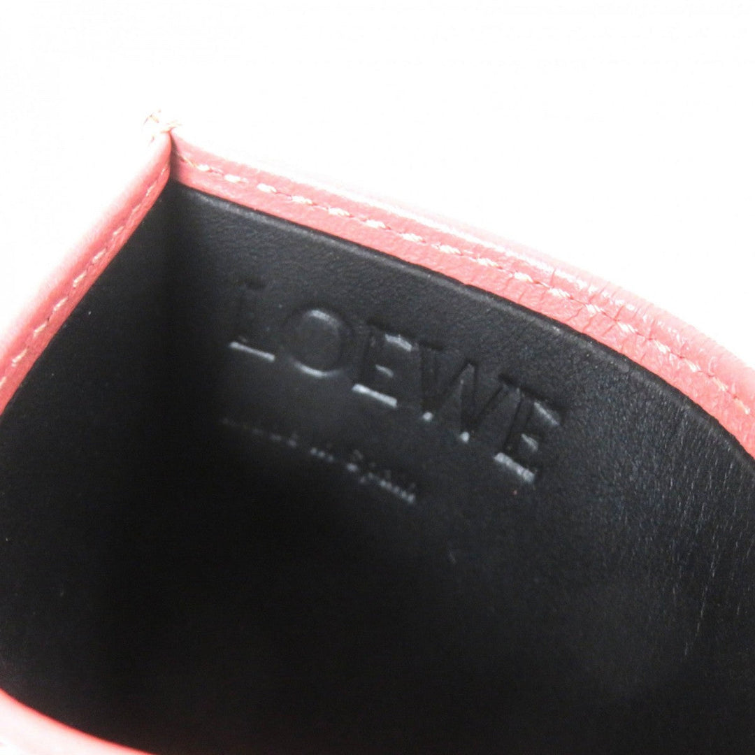 LOEWE Card Case Main: Leather Pink type Black Women Used Authentic