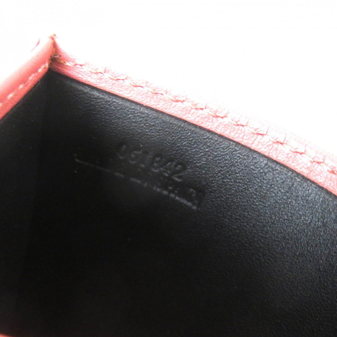 LOEWE Card Case Main: Leather Pink type Black Women Used Authentic
