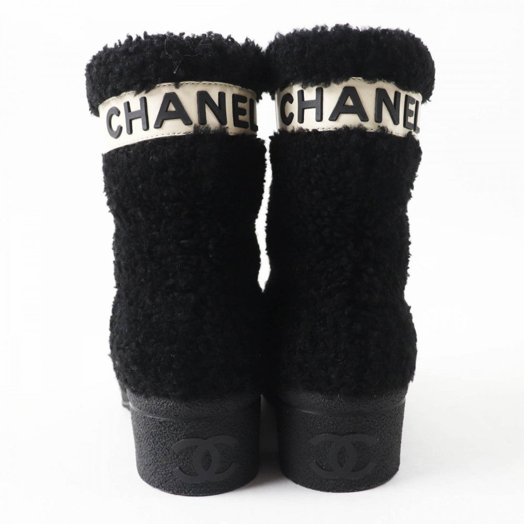 CHANEL short boots G34080 Main: Mouton, Part: Leather Black White Women 35 Used Authentic