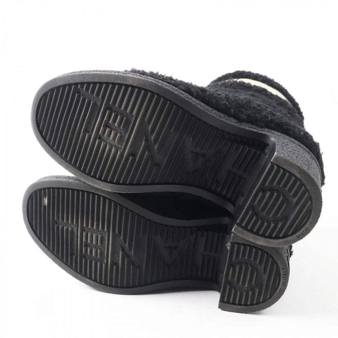 CHANEL short boots G34080 Main: Mouton, Part: Leather Black White Women 35 Used Authentic