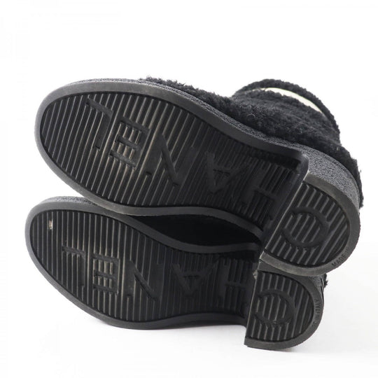 CHANEL short boots G34080 Main: Mouton, Part: Leather Black White Women 35 Used Authentic