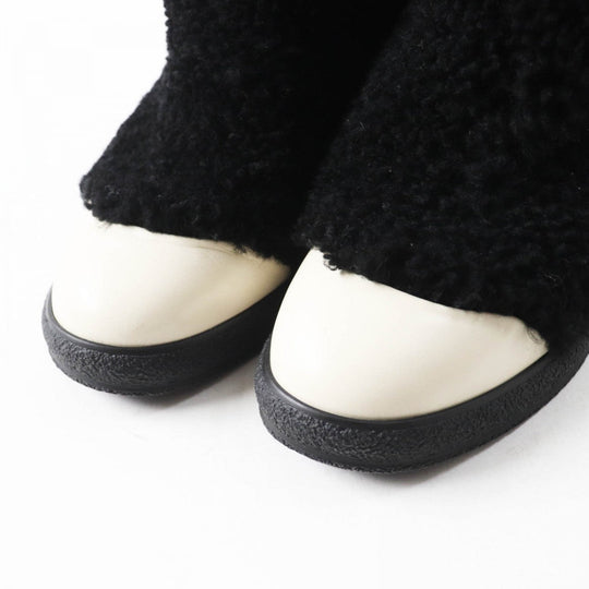 CHANEL short boots G34080 Main: Mouton, Part: Leather Black White Women 35 Used Authentic