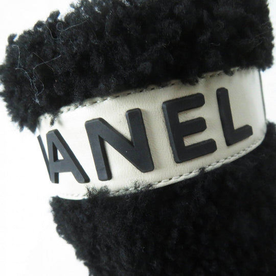 CHANEL short boots G34080 Main: Mouton, Part: Leather Black White Women 35 Used Authentic