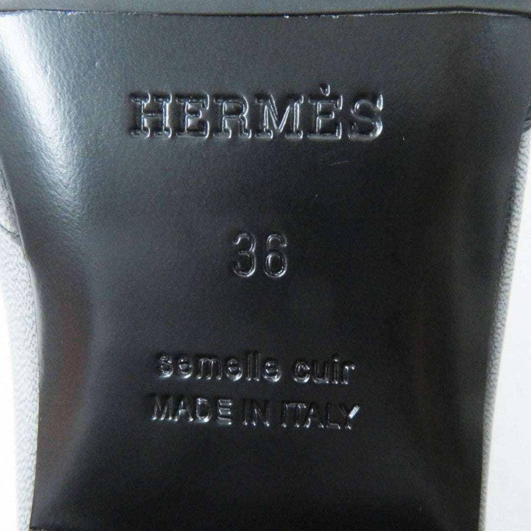 HERMES Mule Main: Leather black Oz Women 36 Used Authentic