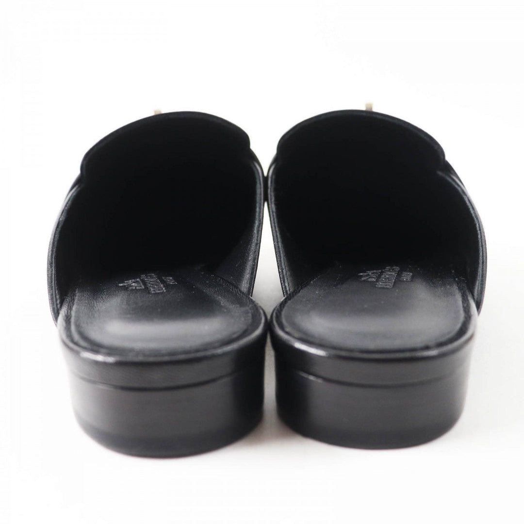 HERMES Mule Main: Leather black Oz Women 36 Used Authentic