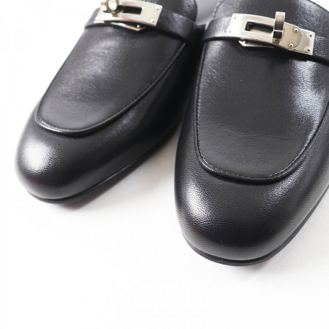 HERMES Mule Main: Leather black Oz Women 36 Used Authentic