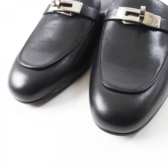 HERMES Mule Main: Leather black Oz Women 36 Used Authentic