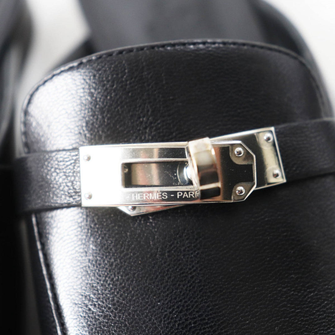 HERMES Mule Main: Leather black Oz Women 36 Used Authentic