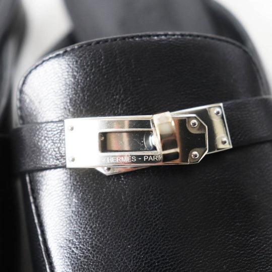 HERMES Mule Main: Leather black Oz Women 36 Used Authentic