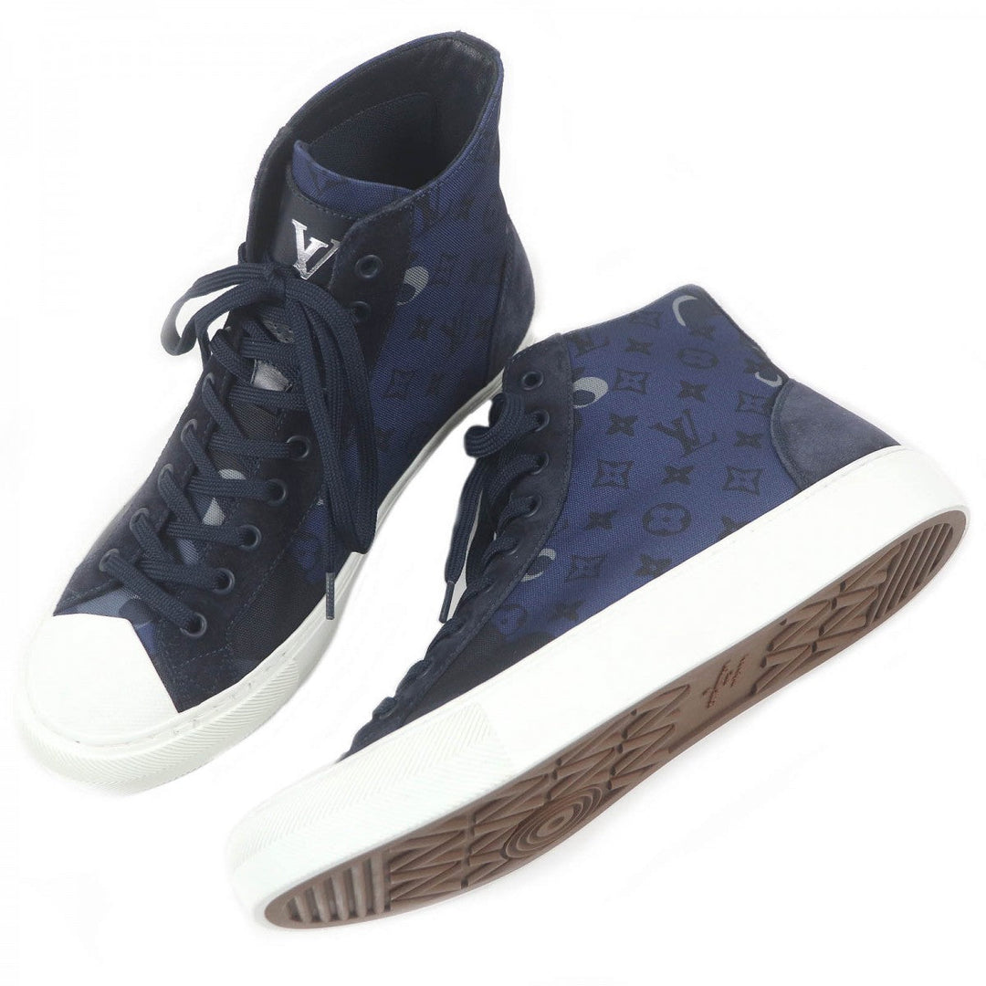 LOUIS VUITTON High cut sneakers canvas Navy LV Tattoo Line 5.5