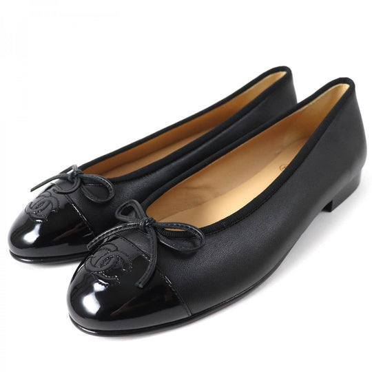 CHANEL pumps G02819 leather black ballerina 37