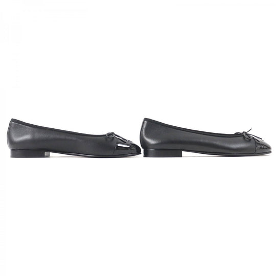 CHANEL pumps G02819 leather black ballerina 37