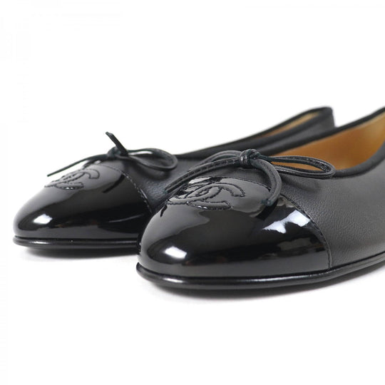 CHANEL pumps G02819 leather black ballerina 37