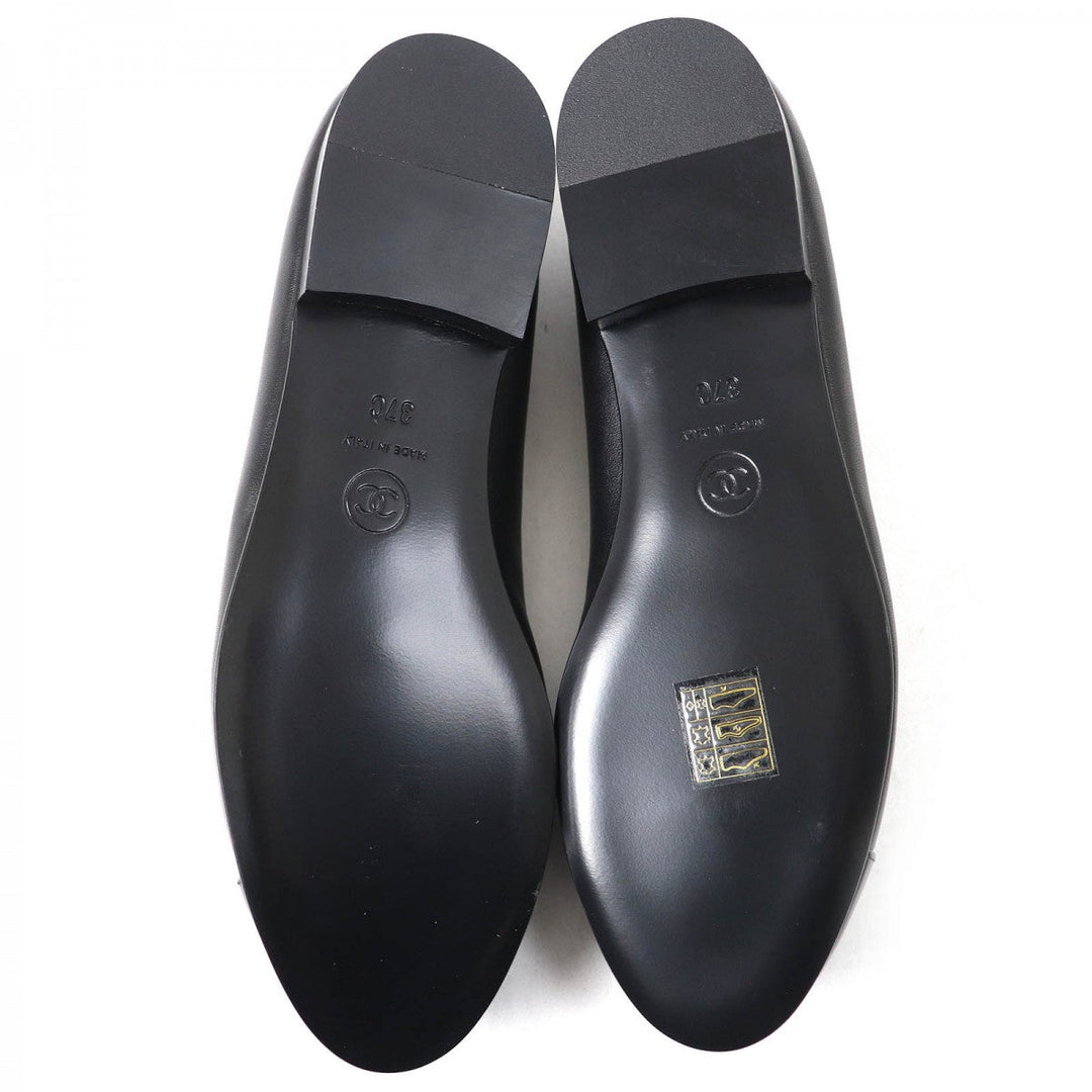 CHANEL pumps G02819 leather black ballerina 37